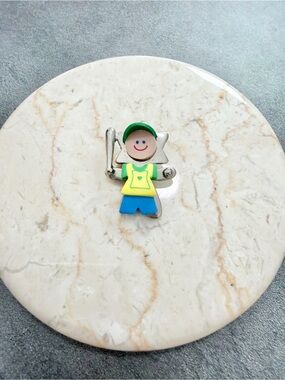 Vintage Estrella Star Children Coll Polymer Clay Baseball Boy Star Charm Pendant